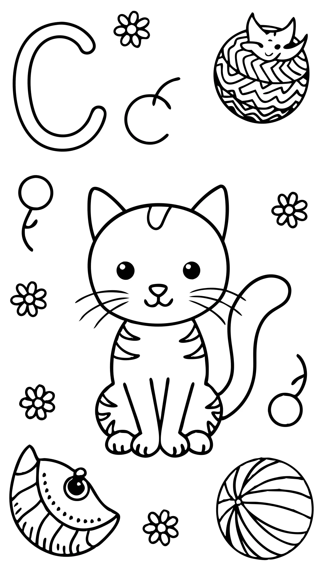 c is for cat coloring page